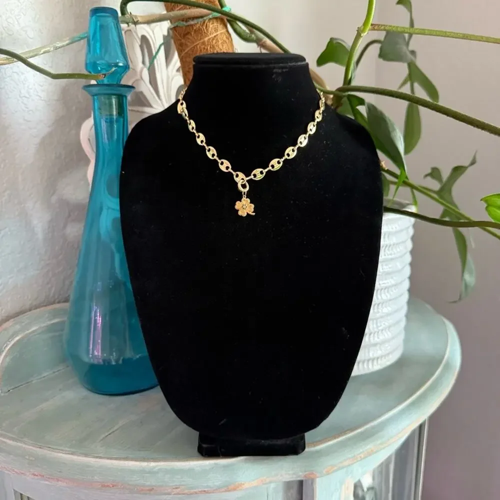 Lucky Brand Shamrock Gold Tone Necklace